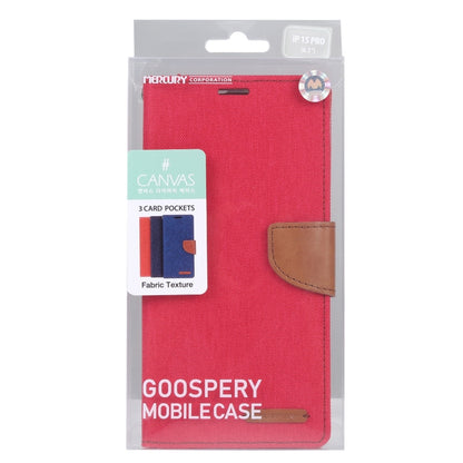 For iPhone 15 Pro GOOSPERY CANVAS DIARY Fabric Texture Flip Leather Phone Case(Red) by GOOSPERY