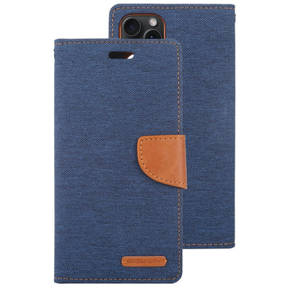 For iPhone 15 Pro GOOSPERY CANVAS DIARY Fabric Texture Flip Leather Phone Case(Navy Blue) by GOOSPERY