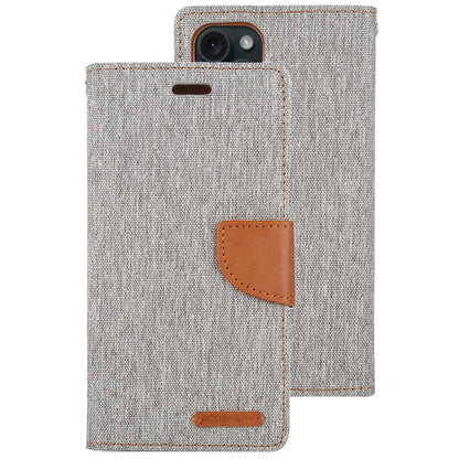 For iPhone 15 Pro GOOSPERY CANVAS DIARY Fabric Texture Flip Leather Phone Case(Grey) by GOOSPERY