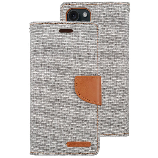For iPhone 15 Pro GOOSPERY CANVAS DIARY Fabric Texture Flip Leather Phone Case(Grey) by GOOSPERY