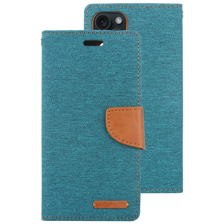 For iPhone 15 Pro GOOSPERY CANVAS DIARY Fabric Texture Flip Leather Phone Case(Green) by GOOSPERY