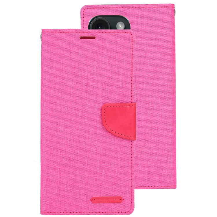 For iPhone 15 Pro GOOSPERY CANVAS DIARY Fabric Texture Flip Leather Phone Case(Rose Red) by GOOSPERY