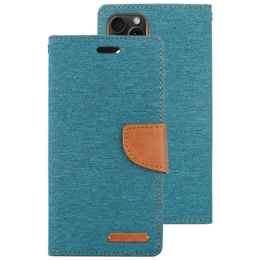For iPhone 15 Plus GOOSPERY CANVAS DIARY Fabric Texture Flip Leather Phone Case(Green) by GOOSPERY