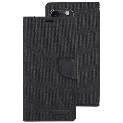 For iPhone 15 Plus GOOSPERY CANVAS DIARY Fabric Texture Flip Leather Phone Case(Black) by GOOSPERY