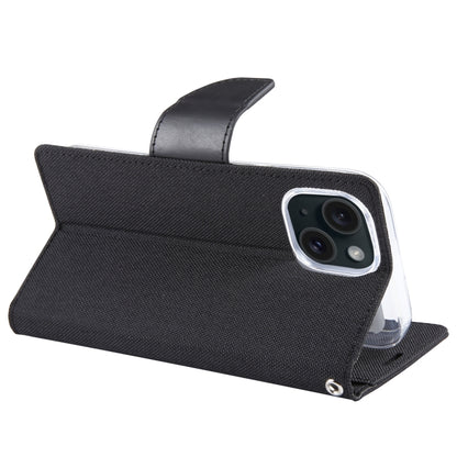 For iPhone 15 Plus GOOSPERY CANVAS DIARY Fabric Texture Flip Leather Phone Case(Black) by GOOSPERY