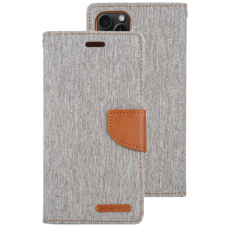 For iPhone 15 GOOSPERY CANVAS DIARY Fabric Texture Flip Leather Phone Case(Grey) by GOOSPERY