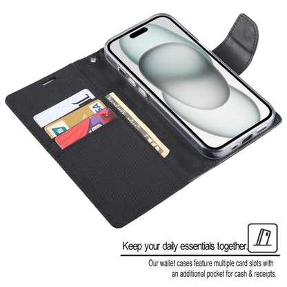 For iPhone 15 Plus GOOSPERY CANVAS DIARY Fabric Texture Flip Leather Phone Case(Blue) by GOOSPERY