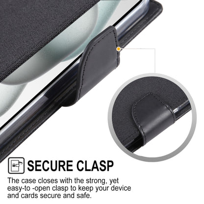 For iPhone 15 GOOSPERY CANVAS DIARY Fabric Texture Flip Leather Phone Case(Blue) by GOOSPERY