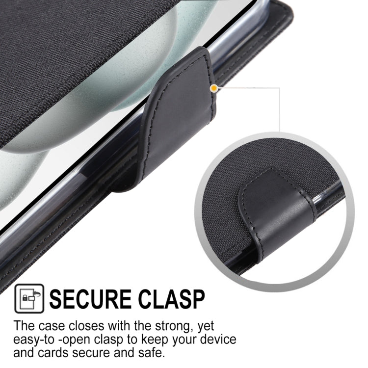 For iPhone 15 GOOSPERY CANVAS DIARY Fabric Texture Flip Leather Phone Case(Grey) by GOOSPERY