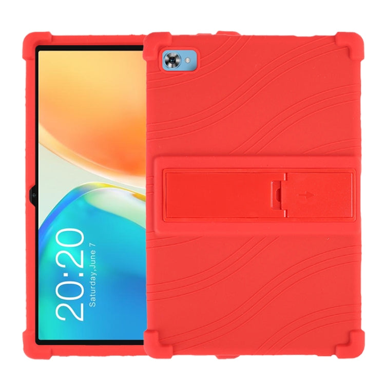 For Teclast M40 Plus Shockproof Silicone Tablet Protective Case with Holder(Red) by bashfashion