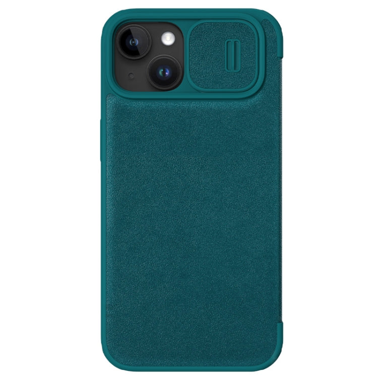 For iPhone 15 NILLKIN QIN Series Pro Plain Leather Phone Case(Green) by NILLKIN