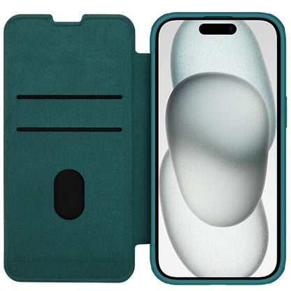 For iPhone 15 NILLKIN QIN Series Pro Plain Leather Phone Case(Green) by NILLKIN