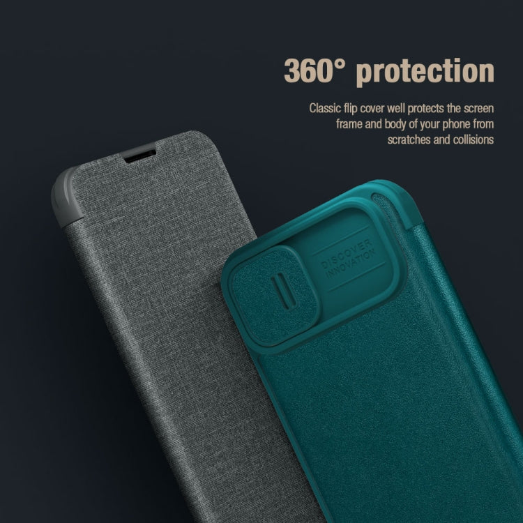 For iPhone 15 NILLKIN QIN Series Pro Plain Leather Phone Case(Green) by NILLKIN