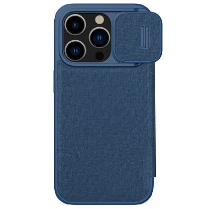 For iPhone 15 Pro NILLKIN QIN Series Pro Fabric Textured Leather Phone Case(Blue) by NILLKIN