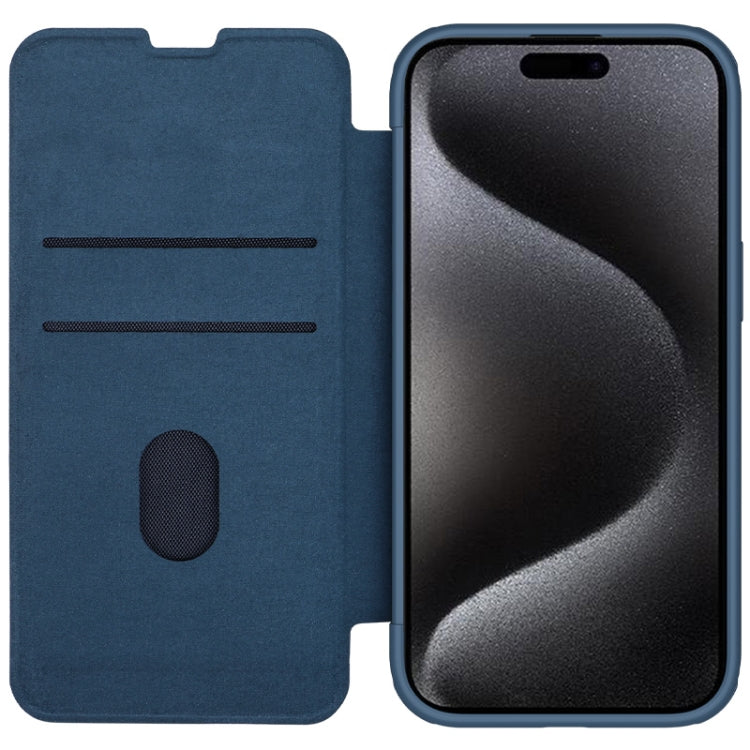 For iPhone 15 Pro NILLKIN QIN Series Pro Fabric Textured Leather Phone Case(Blue) by NILLKIN