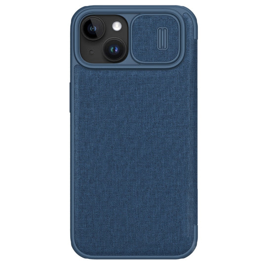 For iPhone 15 Plus NILLKIN QIN Series Pro Fabric Textured Leather Phone Case(Blue) by NILLKIN