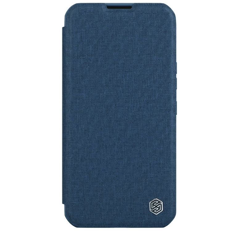 For iPhone 15 Plus NILLKIN QIN Series Pro Fabric Textured Leather Phone Case(Blue) by NILLKIN