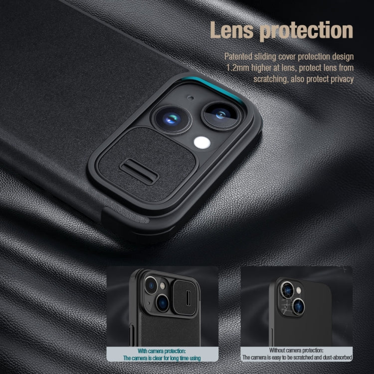 For iPhone 15 Plus NILLKIN QIN Series Pro Fabric Textured Leather Phone Case(Blue) by NILLKIN