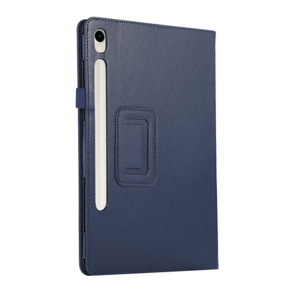 For Samsung Galaxy Tab S9 Litchi Texture Leather Tablet Case with Holder(Dark Blue) by bashfashion