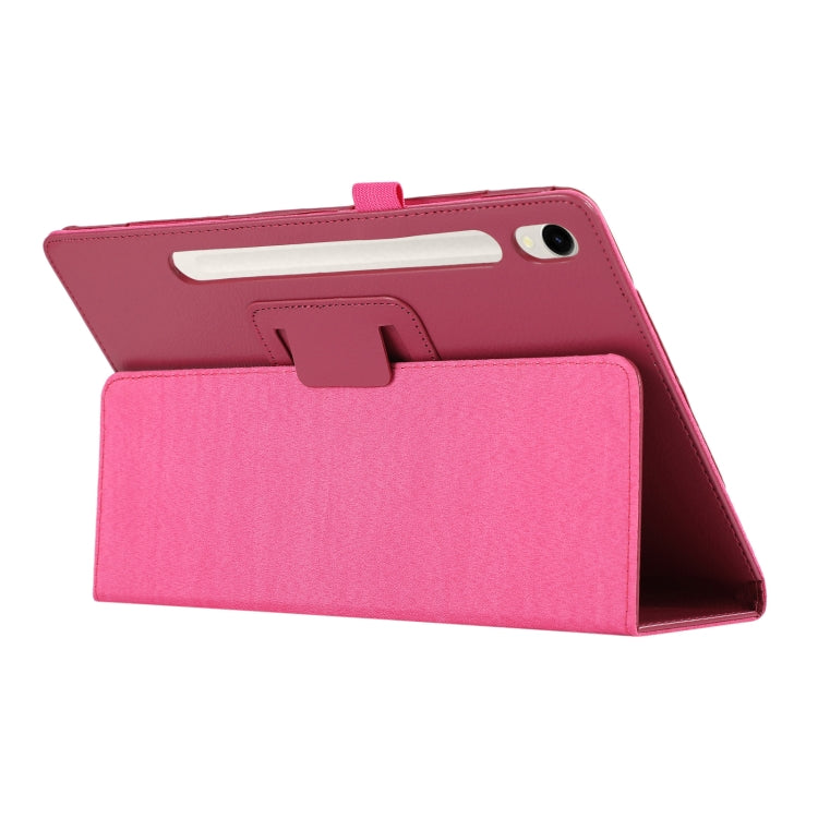 For Samsung Galaxy Tab S9 Litchi Texture Leather Tablet Case with Holder(Rose Red) by bashfashion