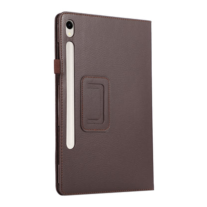 For Samsung Galaxy Tab S9 Litchi Texture Leather Tablet Case with Holder(Brown) by bashfashion