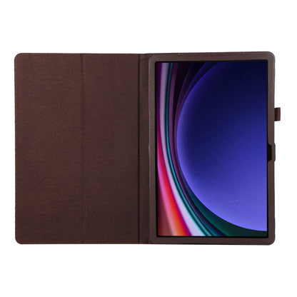 For Samsung Galaxy Tab S9 Litchi Texture Leather Tablet Case with Holder(Brown) by bashfashion