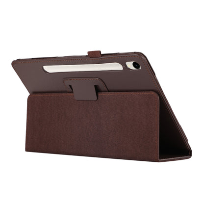 For Samsung Galaxy Tab S9 Litchi Texture Leather Tablet Case with Holder(Brown) by bashfashion