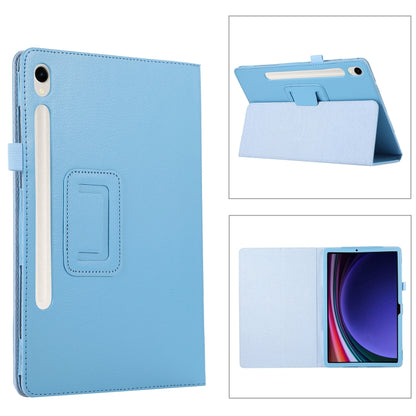 For Samsung Galaxy Tab S9 Litchi Texture Leather Tablet Case with Holder(Sky Blue) by bashfashion