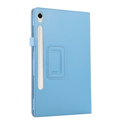 For Samsung Galaxy Tab S9 Litchi Texture Leather Tablet Case with Holder(Sky Blue) by bashfashion