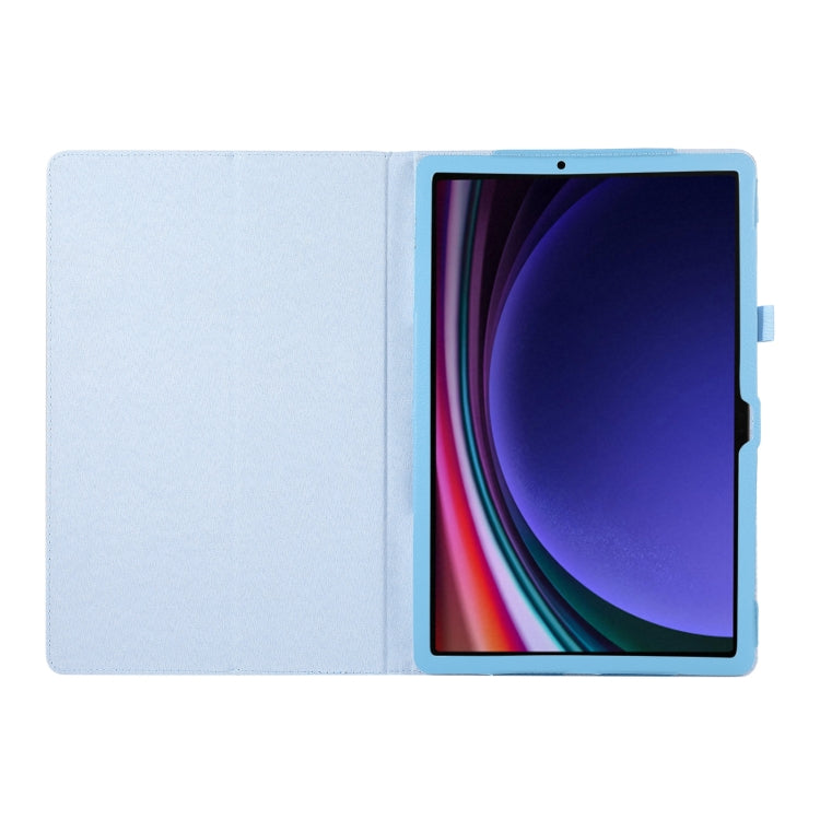 For Samsung Galaxy Tab S9 Litchi Texture Leather Tablet Case with Holder(Sky Blue) by bashfashion