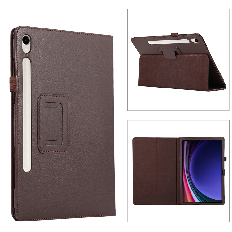 For Samsung Galaxy Tab S9+ / S10+ Litchi Texture Leather Tablet Case with Holder(Brown) by bashfashion