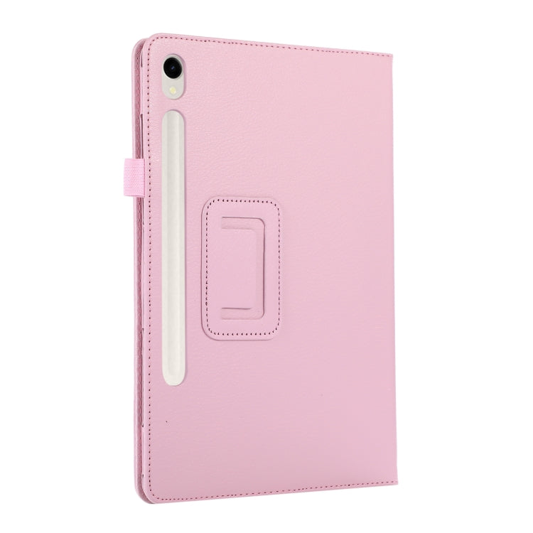 For Samsung Galaxy Tab S9 Ultra Litchi Texture Leather Tablet Case with Holder(Pink) by bashfashion