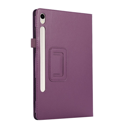 For Samsung Galaxy Tab S9 Ultra Litchi Texture Leather Tablet Case with Holder(Purple) by bashfashion