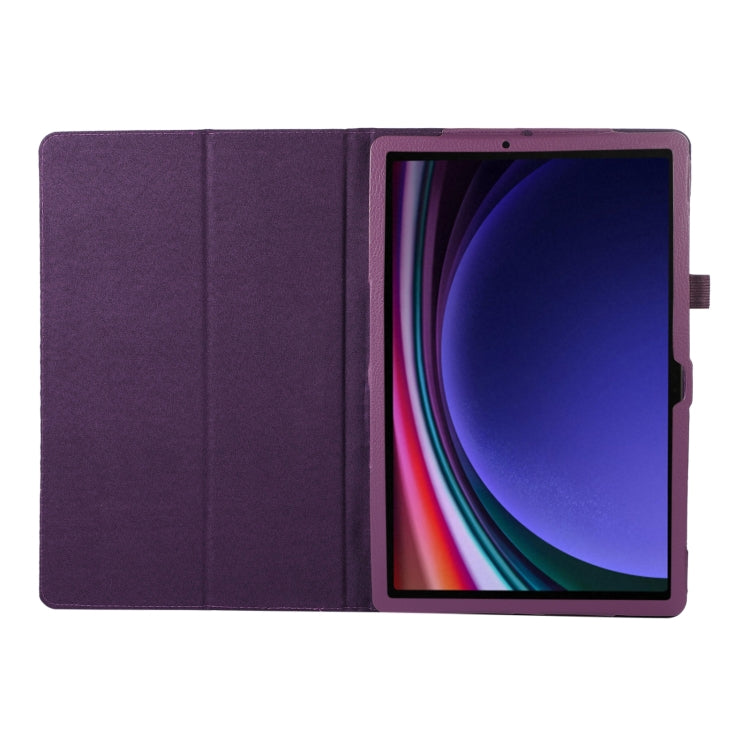 For Samsung Galaxy Tab S9 Ultra Litchi Texture Leather Tablet Case with Holder(Purple) by bashfashion