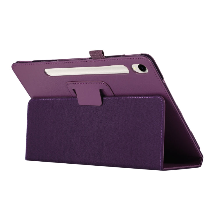 For Samsung Galaxy Tab S9 Ultra Litchi Texture Leather Tablet Case with Holder(Purple) by bashfashion