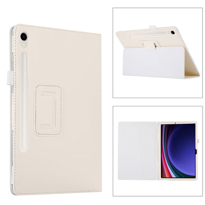 For Samsung Galaxy Tab S9 Ultra Litchi Texture Leather Tablet Case with Holder(White) by bashfashion