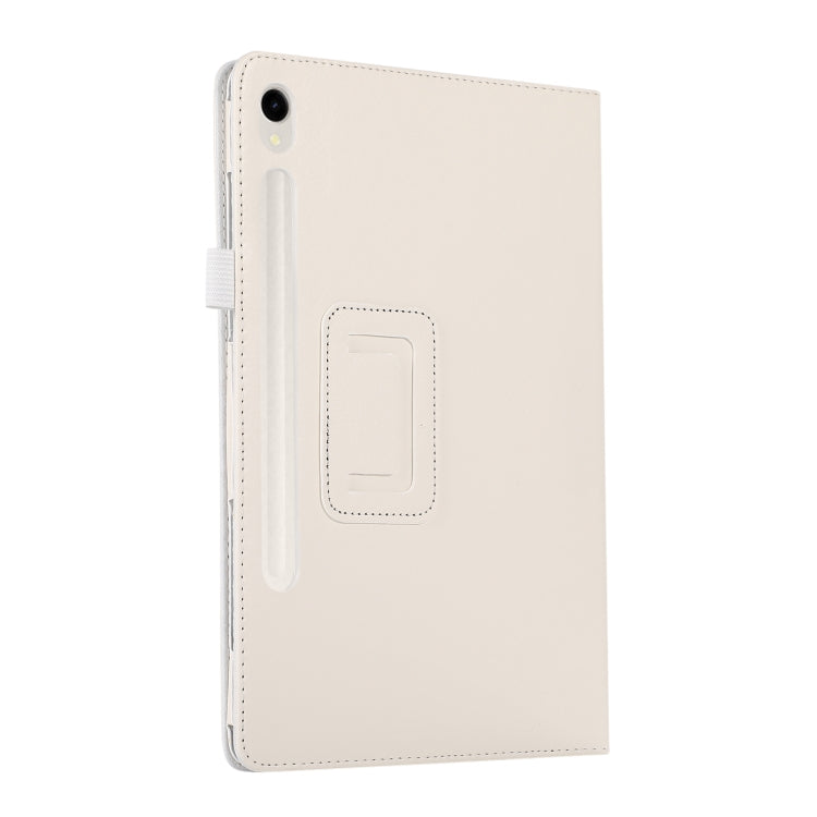 For Samsung Galaxy Tab S9 Ultra Litchi Texture Leather Tablet Case with Holder(White) by bashfashion