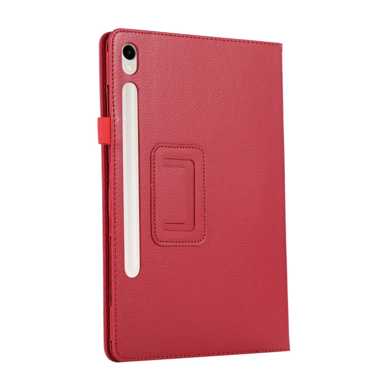 For Samsung Galaxy Tab S9 Ultra Litchi Texture Leather Tablet Case with Holder(Red) by bashfashion