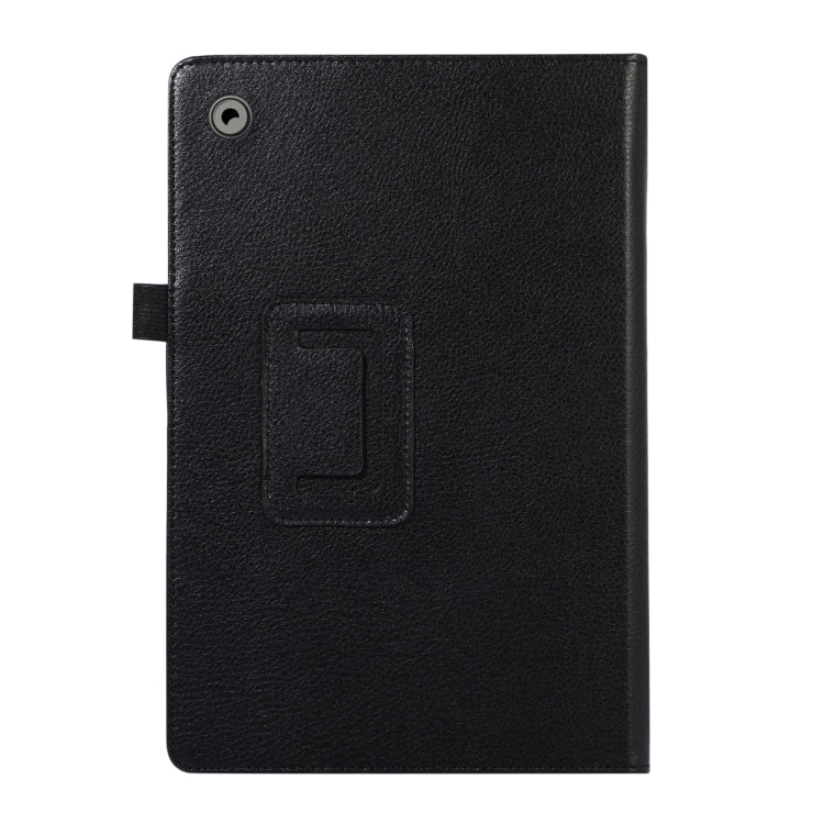 For Samsung Galaxy Tab A9+ Litchi Texture Leather Tablet Case with Holder(Black) by bashfashion