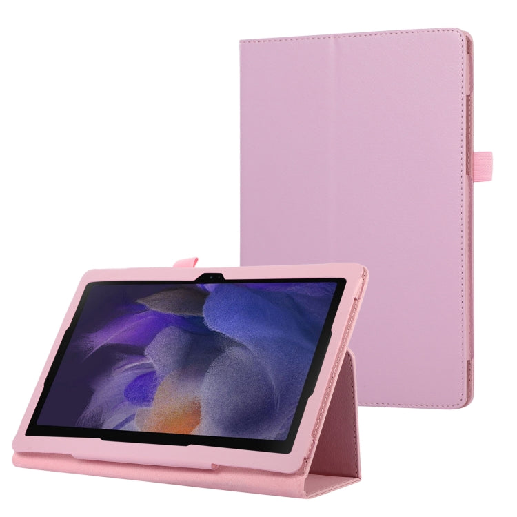 For Samsung Galaxy Tab A9+ Litchi Texture Leather Tablet Case with Holder(Pink) by bashfashion