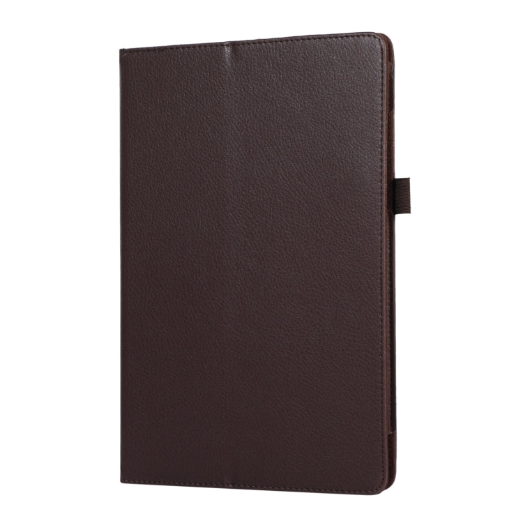 For Samsung Galaxy Tab A9+ Litchi Texture Leather Tablet Case with Holder(Brown) by bashfashion