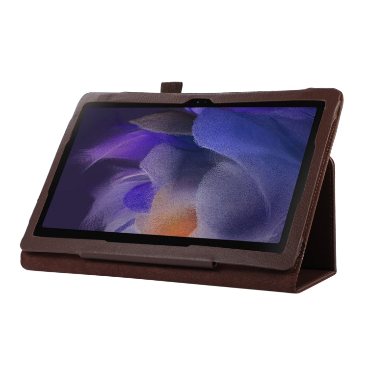 For Samsung Galaxy Tab A9+ Litchi Texture Leather Tablet Case with Holder(Brown) by bashfashion
