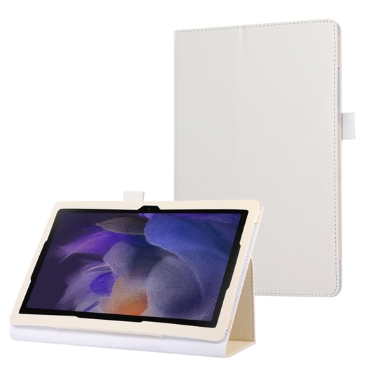 For Samsung Galaxy Tab A9+ Litchi Texture Leather Tablet Case with Holder(White) by bashfashion