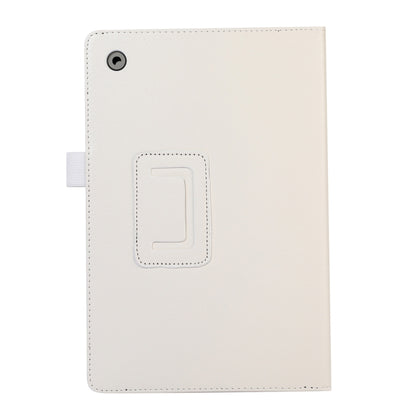 For Samsung Galaxy Tab A9+ Litchi Texture Leather Tablet Case with Holder(White) by bashfashion