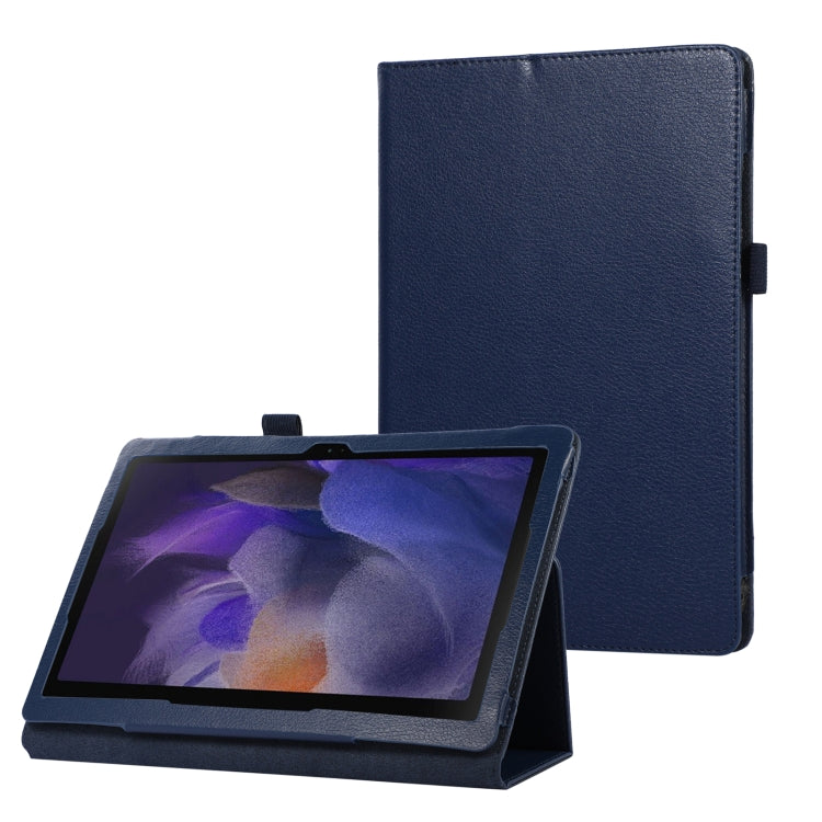 For Samsung Galaxy Tab A9 Litchi Texture Leather Tablet Case with Holder(Dark Blue) by bashfashion