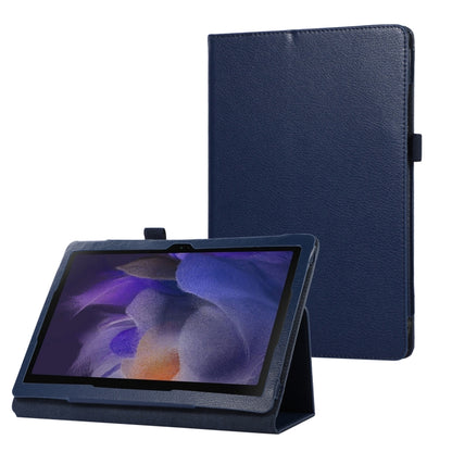 For Samsung Galaxy Tab A9 Litchi Texture Leather Tablet Case with Holder(Dark Blue) by bashfashion