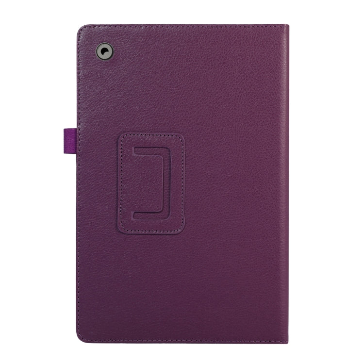 For Samsung Galaxy Tab A9 Litchi Texture Leather Tablet Case with Holder(Purple) by bashfashion