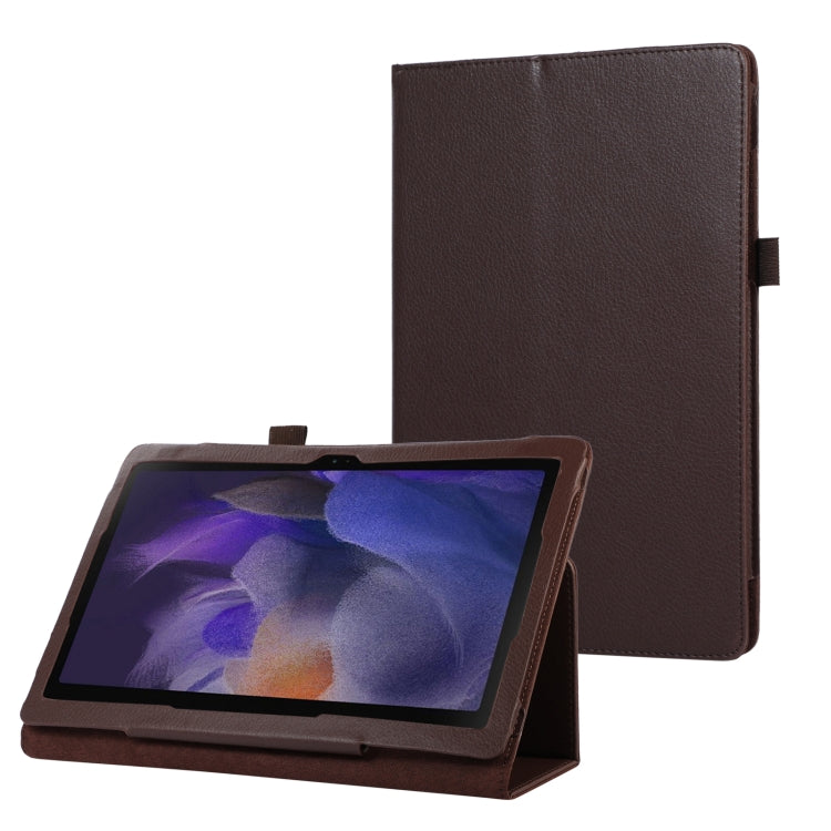For Samsung Galaxy Tab A9 Litchi Texture Leather Tablet Case with Holder(Brown) by bashfashion