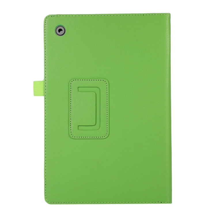 For Samsung Galaxy Tab A9 Litchi Texture Leather Tablet Case with Holder(Green) by bashfashion