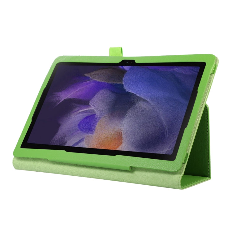 For Samsung Galaxy Tab A9 Litchi Texture Leather Tablet Case with Holder(Green) by bashfashion